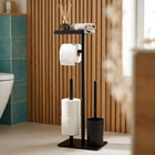 Stojak łazienkowy szczotka WC silikonowa na papier toaletowy telefon 3w1 uchwyt wolnostojący metalowy czarny 65 cm