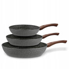 Zestaw patelni granitowych Indukcja Gaz solidne Konighoffer Geos 22/26/30cm do smażenia, do kuchni ceramicznej i