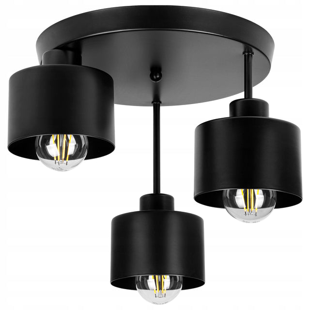 Lampa Sufitowa Wisząca Żyrandol Plafon loft 3x E27 LED Czarna Do Salonu industrialna oprawa metalowa do jadalni kuchni sypialni