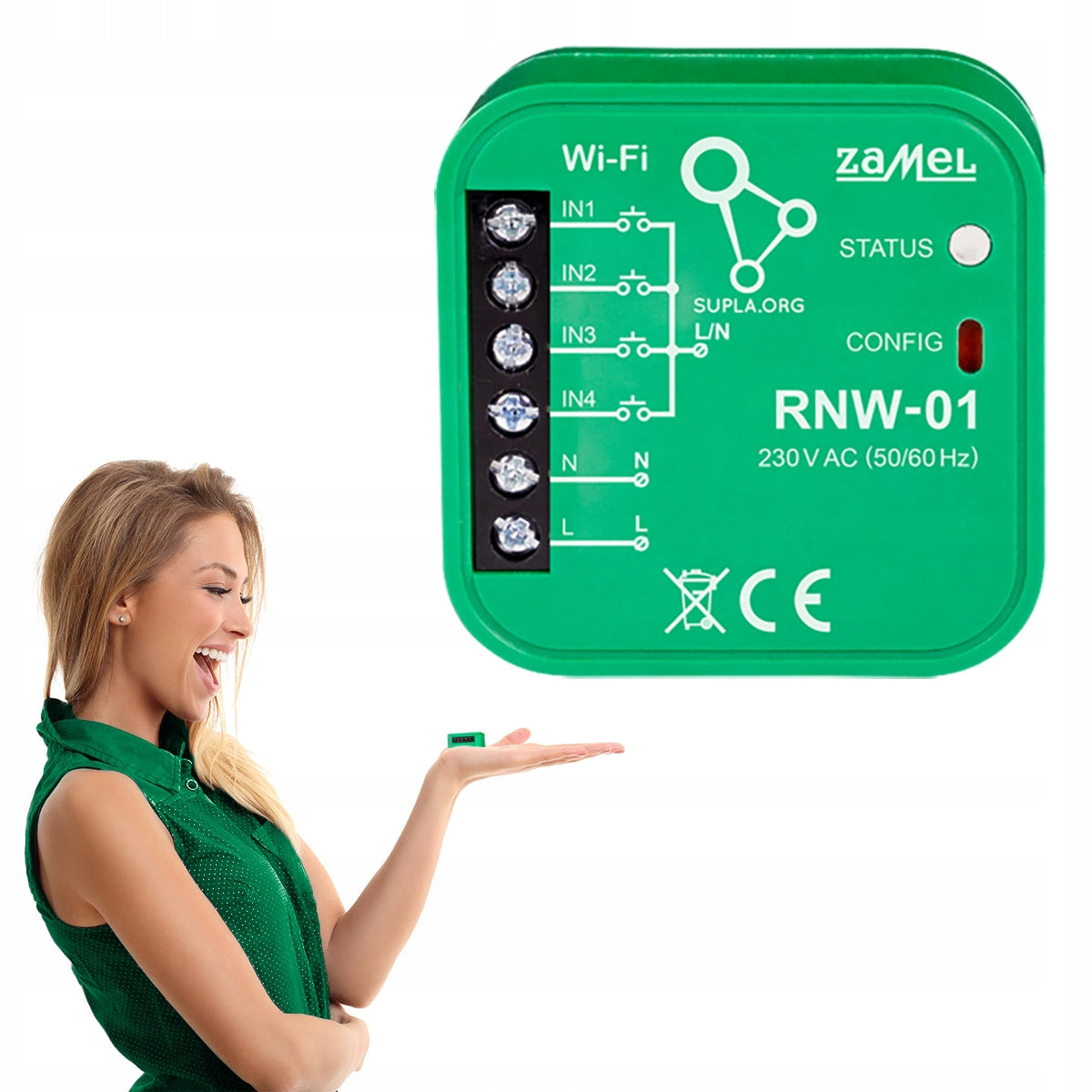Interfejs 4 wejść RNW-01 WiFi dopuszkowy Zamel supla sterownik 4-kanałowy do automatyki domowej, moduł smart home