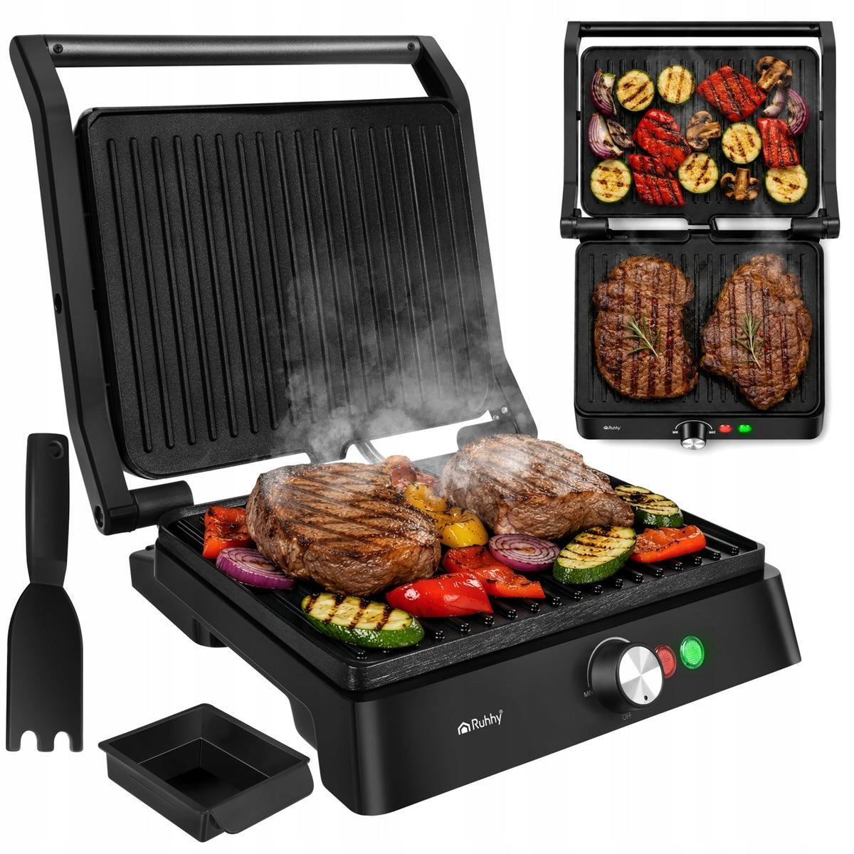 Grill Elektryczny Opiekacz do Panini Toster Kanapek Rozkładany + Regulacja nominalna