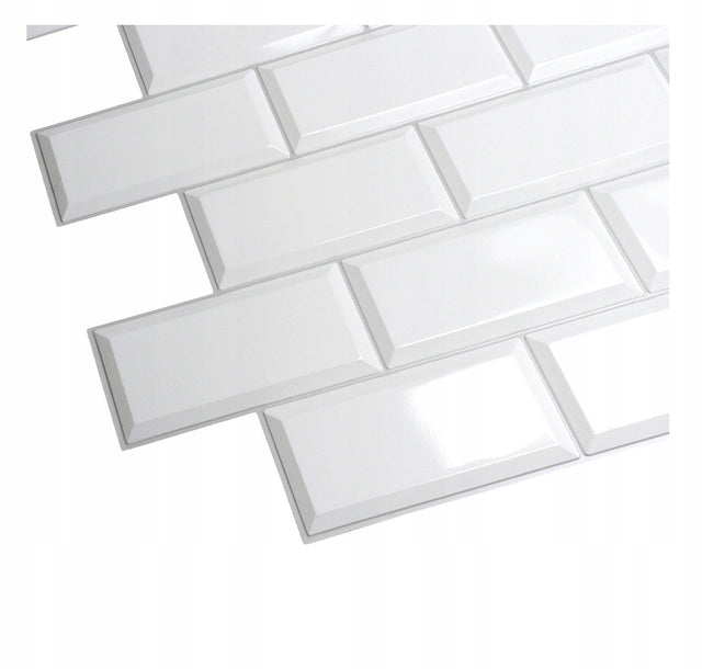 Ścienne Panele kafelki Białe 3D płytki ścienne panel kafelki PCV grey seam okładzina dekoracyjna z tworzywa, połysk, 96,4 x 48,4 cm, grubość 8 mm