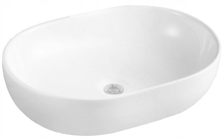 Umywalka nablatowa owalna 59x40 Mexen Viki ceramiczna biała misa łazienkowa bez otworu na baterię do nowoczesnej