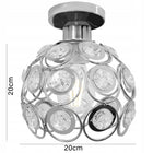 Lampa sufitowa czarna E27 jednopunktowa zdobiony klosz z kryształami oświetlenie wiszące metalowe 20 cm do salonu i