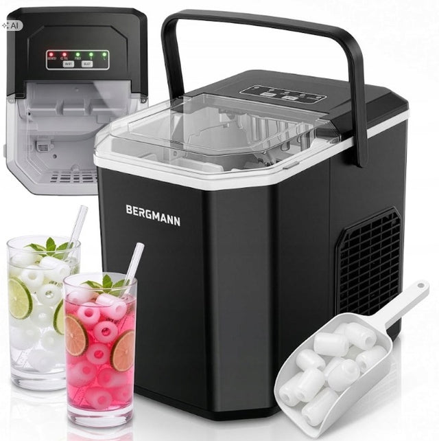 Kostkarka do lodu 1,3l maszyna do kostek wydajna szybka cicha 12kg +łopatka 120 w czarny