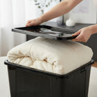 Pojemnik plastikowy czarny 30l z pokrywą pudełko box na zabawki do garażu organizer, skrzynka uniwersalna 40x33x10 cm
