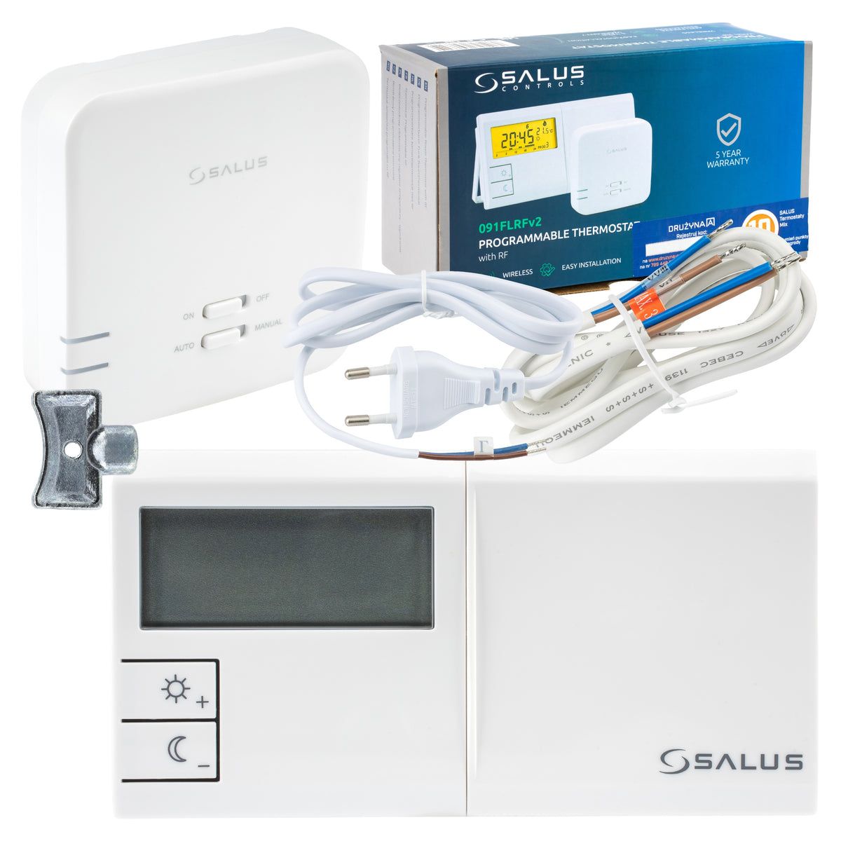 STEROWNIK REGULATOR POKOJOWY BEZPRZEWODOWY 091 FL/RF + KLUCZYK DO GRZEJNIKA biały