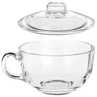 4x Duży kubek z pokrywką do kawy herbaty miska na zupę bulionówka 520 ml XL szklane naczynie, można myć w zmywarce