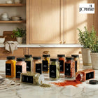 24 Pojemniki na przyprawy słoiczki + etykiety winylowe soft touch matowe szkło, 120 ml, do ziół i produktów sypkich