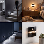 Oprawa schodowa oświetlenie schodowe lampka na schody LED 230V Q8 CZARNA kwadratowa 2W z wymiennym źródłem światła