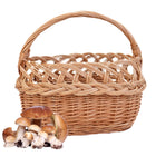 Kosz Wiklinowy na grzyby Koszyk na Zakupy Piknik ażur Polski pojemnik na owoce i warzywa, 15 l, beżowy, 35 × 23 × 33 cm