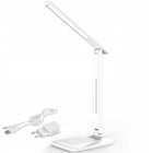 Lampka biurkowa LED USB lampa na biurko z ładowarką indukcyjną Qi dotykowa ściemniana, biała do pracy i nauki, 33 cm