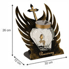 Znicz metalowy Solarny Skrzydła Anioła złote 32 cm na Wszystkich Świętych lampion LED, ozdoba grobu, dekoracja cmentarna