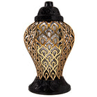 Znicz szklany duży lampion ażurowy Z10 złoty 36 cm na Wszystkich Świętych lampka nagrobna LED, ozdoba na grób