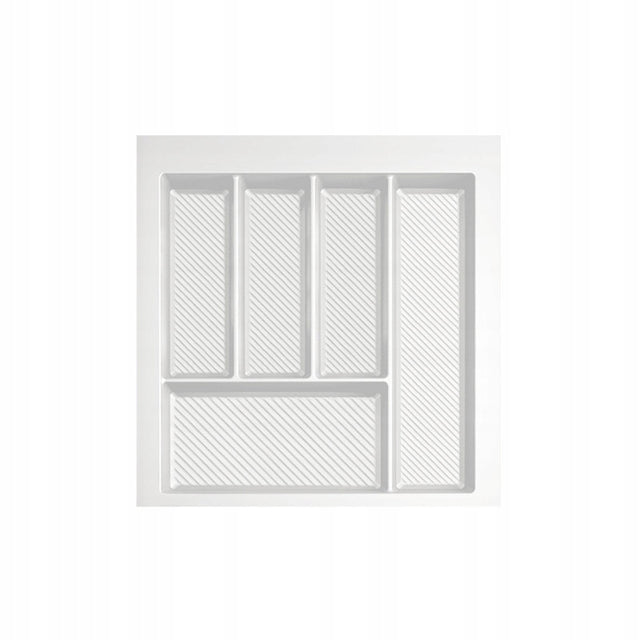Wkład na sztućce do szuflady 50 cm organizer biały rejs MAX 450x490 mm plastikowy pojemnik kuchenny, 5 przegródek, wysokość 5,5 cm