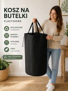 Torba kosz na butelki plastikowe PET ściągany worek recykling pojemny XL pojemnik do segregacji odpadów 100 l czarny