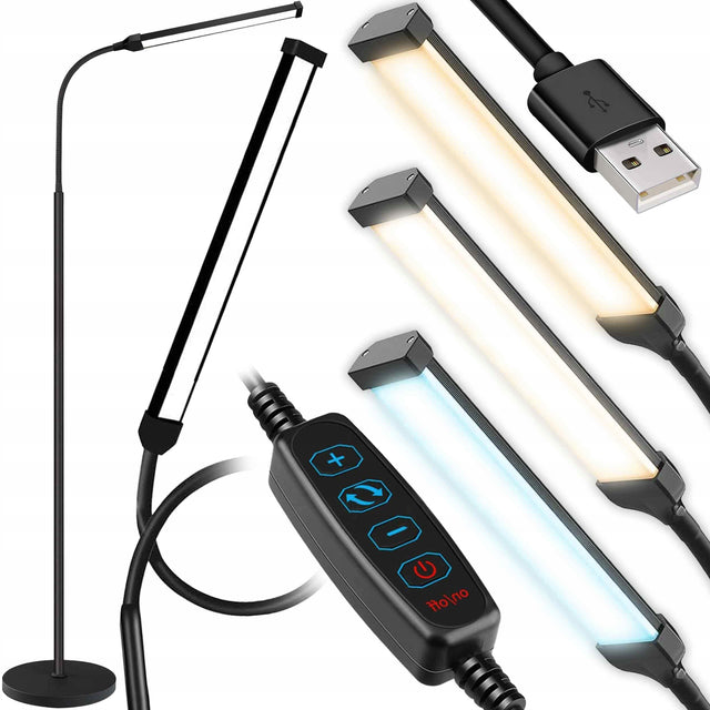 Lampa Stojąca Podłogowa LED 180cm Do Czytania E27 Pełna Regulacja Metal XL czarna do salonu sypialni biura jadalni zasilana sieciowo