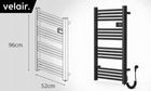GRZEJNIK ŁAZIENKOWY ELEKTRYCZNY 500W VELAIR OVO 16L drabinka CZARNY 96x54cm 540 mm 960 mm grzewcza