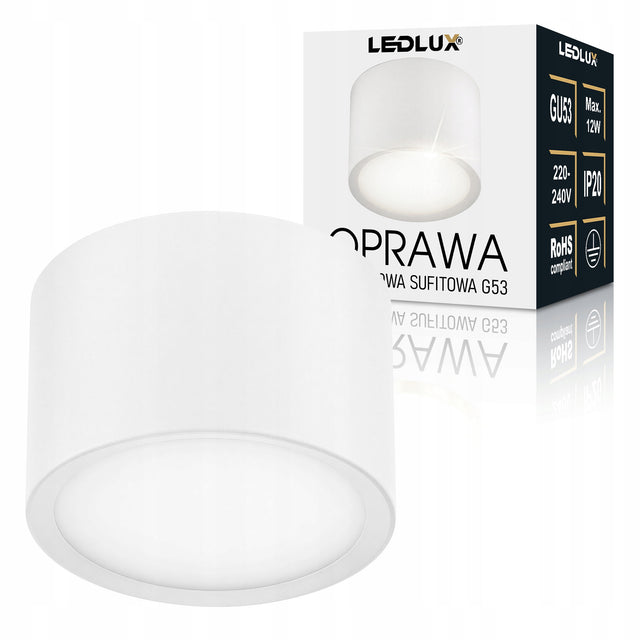 Oprawa natynkowa Sufitowa halogenowa tuba LED GX53 Walec spot Nowoczesna oświetlenie punktowe, biała aluminiowa, 1 punkt, maks. 35 w, wys. 6 cm