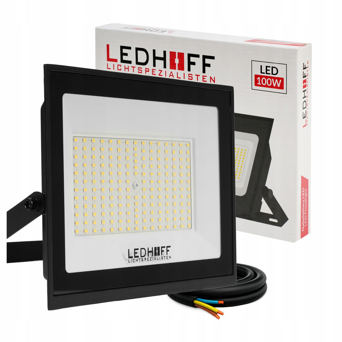 Naświetlacz LED 100W Reflektor IP65 Oświetlenie Zewnętrzne mocny 9000lm do ogrodu, podjazdu i elewacji, neutralna biel