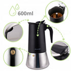 Kawiarka ciśnieniowa do kawy stalowa zaparzacz do espresso 600 ml kamille dzbanek moka, kafetiera, na 12 filiżanek