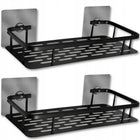 2X półka łazienkowa wisząca pod prysznic do łazienki mocna czarna loft metalowy organizer na kosmetyki, 30x13 cm