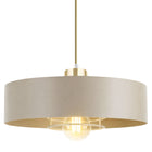 Lampa sufitowa wisząca E27 Beżowa ZŁOTA PREMIUM żyrandol LOFT ECRU GOLD metalowa oprawa 1-punktowa, klosz 20 cm