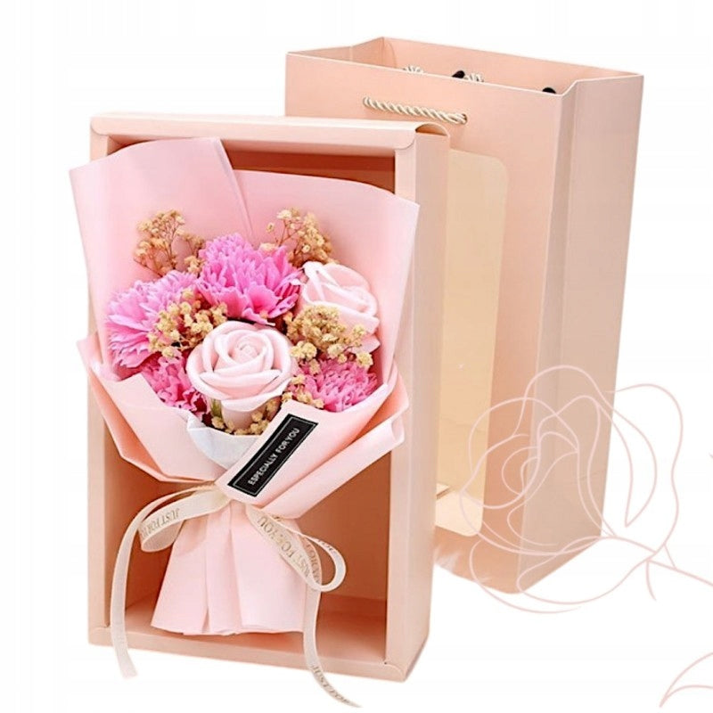 Flowerbox kwiaty mydlane flower box prezent na dzień nauczyciela dla niej bukiet mydlany 27 cm na walentynki