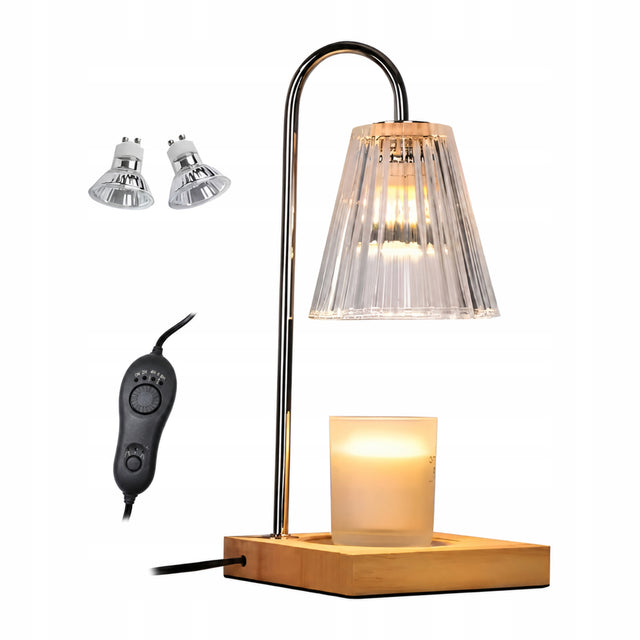 Lampa podgrzewacz do świec zapachowych woskowych elegancka z timerem kominek na woski, aromaterapia, żarówka GU10, wysokość 32 cm