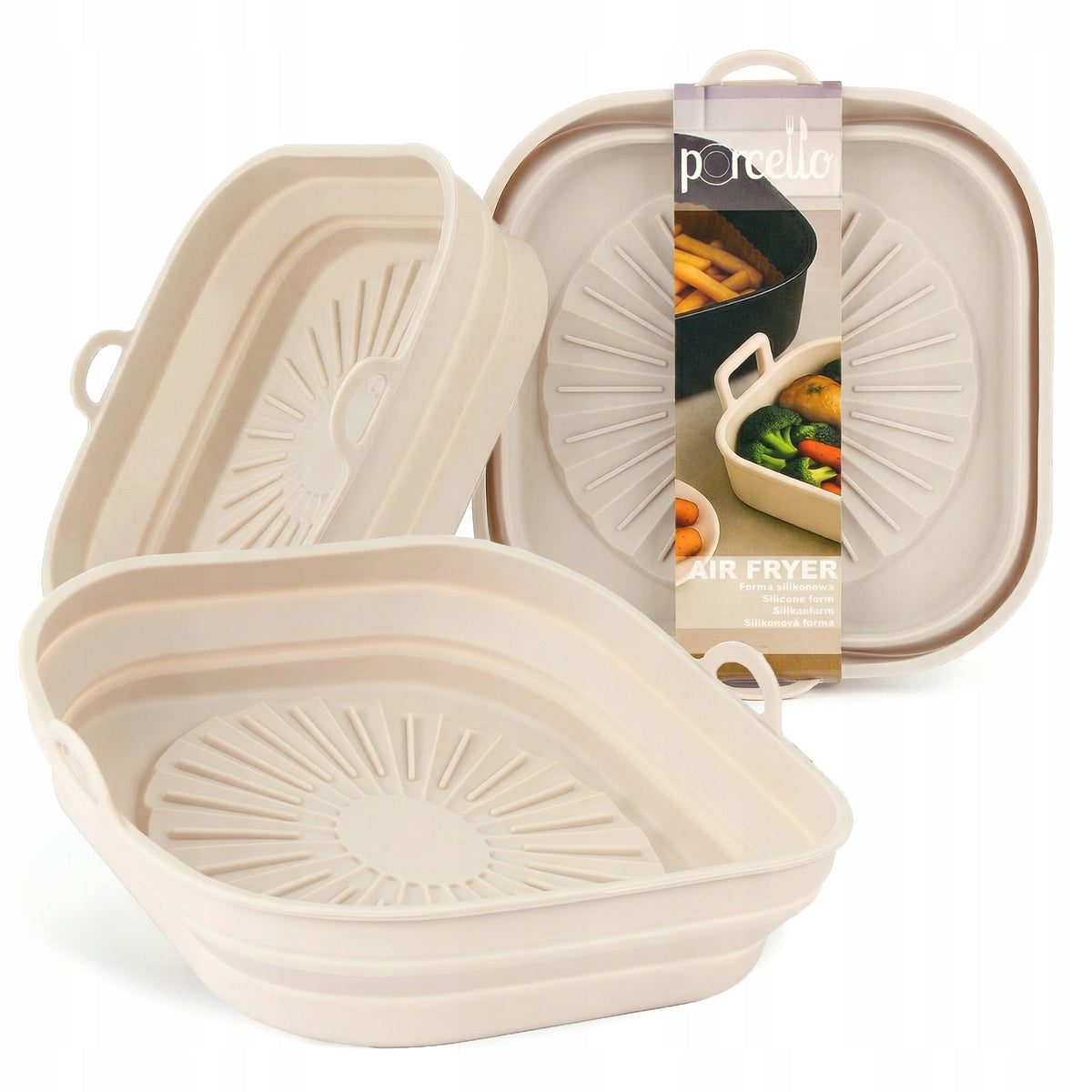 3x Wkład silikonowy do Air Fryer facka silikonowa 20 forma WIELORAZOWA kieszeń do pieczenia 20 cm