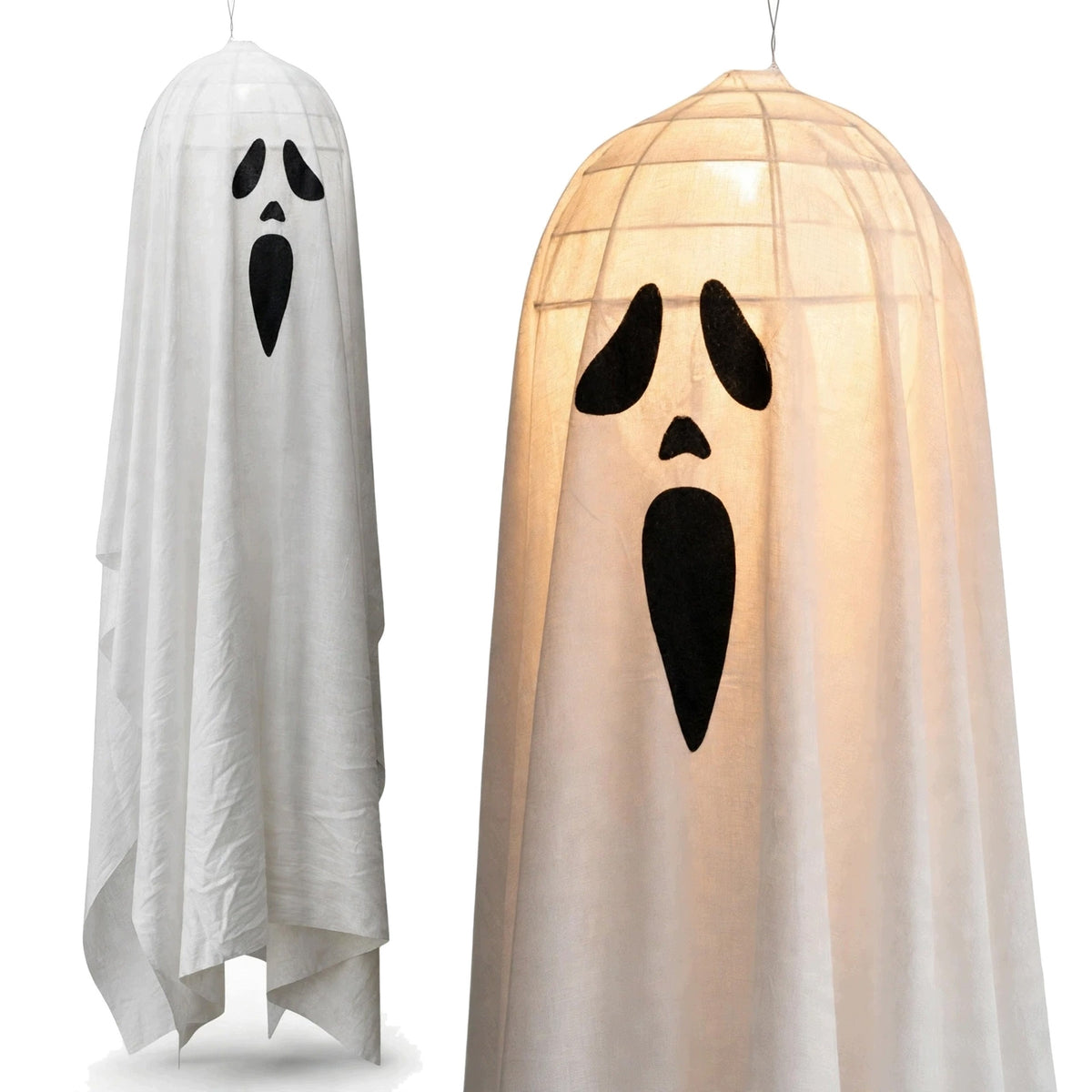 Dekoracja Halloween zjawa upiór duch wiszący do zawieszenia lampion 90cm straszydło na przyjęcie tematyczne