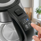 Czajnik elektryczny szklany bergmann 1,7l 2200W z regulacją temperatury 1.7 l 2200 w srebrny/szary szkło, tworzywo