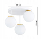 Lampa Wisząca Sufitowa Żyrandol Biała Szklane Kule LED E27 oświetlenie do salonu jadalni, 3-punktowe, max 60 w na źródło