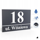 Nierdzewny Numer Na Dom Tabliczka Adresowa z Numerem Domu 32x21 cm Dystanse oznaczenie posesji, szyld aluminiowy 3 mm