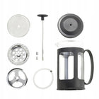 Zaparzacz szklany do herbaty ziół kawy 600ml dzbanek french press ofenbach praska do naparów, czarny, 2 filiżanki