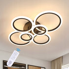 LAMPA SUFITOWA LED WISZĄCA CZARNA NOWOCZESNA DO SYPIALNI ŚCIEMNIANA + PILOT 58W żyrandol metalowy 6 punktów świetlnych