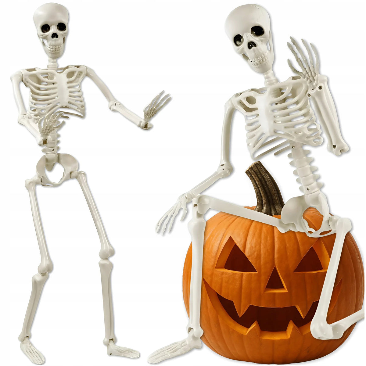 SZKIELET WISZĄCY MODEL KOŚCIOTRUP DEKORACJA SKELETON NA HALLOWEEN 90 CM plastikowa ozdoba, straszak do domu i na imprezę