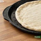 Blacha do pizzy tarty forma do pieczenia nieprzywierająca perforowana duża taca do wypieku z uchwytami, metalowa 29,5 cm