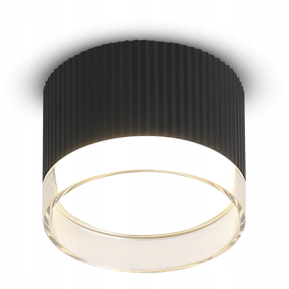 Oprawa Halogenowa GX53 Lampa Sufitowa TUBA LED Natynkowa Ryflowana SP oczko punktowe okrągłe czarne, maks. 35 W, 1
