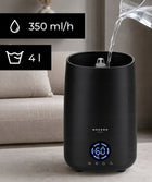 Nawilżacz powietrza ultradźwiękowy czarny 4l + aromaterapia + jonizacja zimna mgiełka, higrometr, higrostat, timer