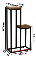 Kwietnik stojący metalowy czarny stojak na kwiaty loft industrialny 67cm podstawka pod doniczki, do 2 donic, dekoracja