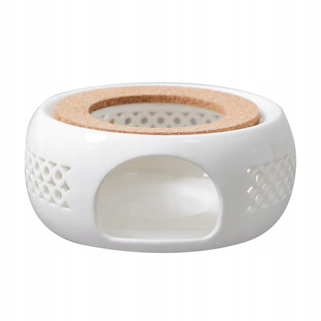 Podgrzewacz ceramiczny pod dzbanek zaparzacz czajnik na świeczkę tealight ocieplacz do kawy, biały