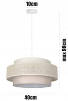 LAMPA WISZĄCA SUFITOWA ŻYRANDOL ABAŻUR NOWOCZESNA BOHO DO SALONU I POKOJU kremowa tkanina, 1 punkt światła, gwint E27