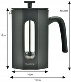 Tłokowy Zaparzacz do kawy herbaty 800ml dzbanek French Press klausberg praska francuska, stalowa, czarna, można myć w