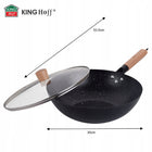 WOK 30 cm z pokrywką KINGHoff KH1984 stal węglowa nieprzywierająca Indukcja patelnia głęboka do smażenia