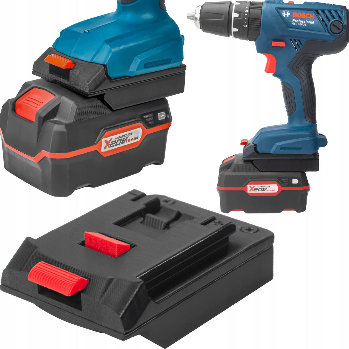 ADAPTER Z NARZĘDZIA BOSCH 18V PROFESSIONAL DO BATERII PARKSIDE X20V przejściówka akumulatorowa, konwerter zasilania