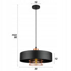 Lampa wisząca LEDLUX LX1127 1 -punkty światła E27 czarna metalowa oprawa do salonu, jadalni i kuchni, klosz 20 cm