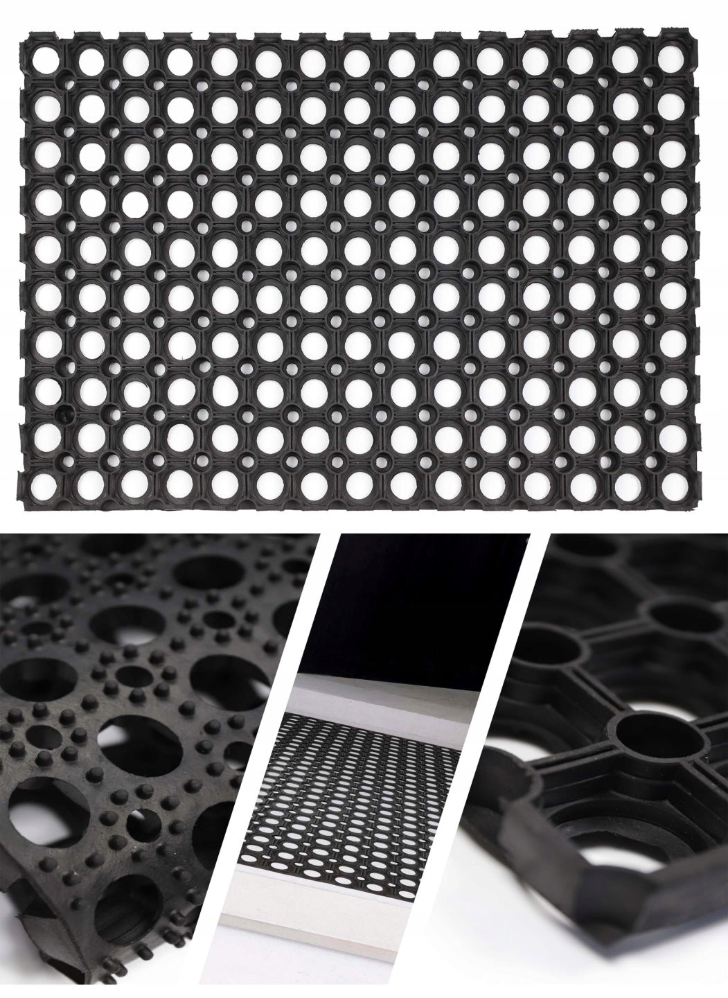 22 mm wycieraczka ażurowa duża gruba mata wejściowa zewnętrzna 80X120 cm gumowa pod drzwi, na ganek i taras, czarna