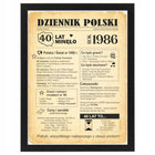 Prezent na 40 urodziny kartka gazeta w ramce personalizacja dziennik 1986 pamiątka z rocznika dekoracja retro upominek