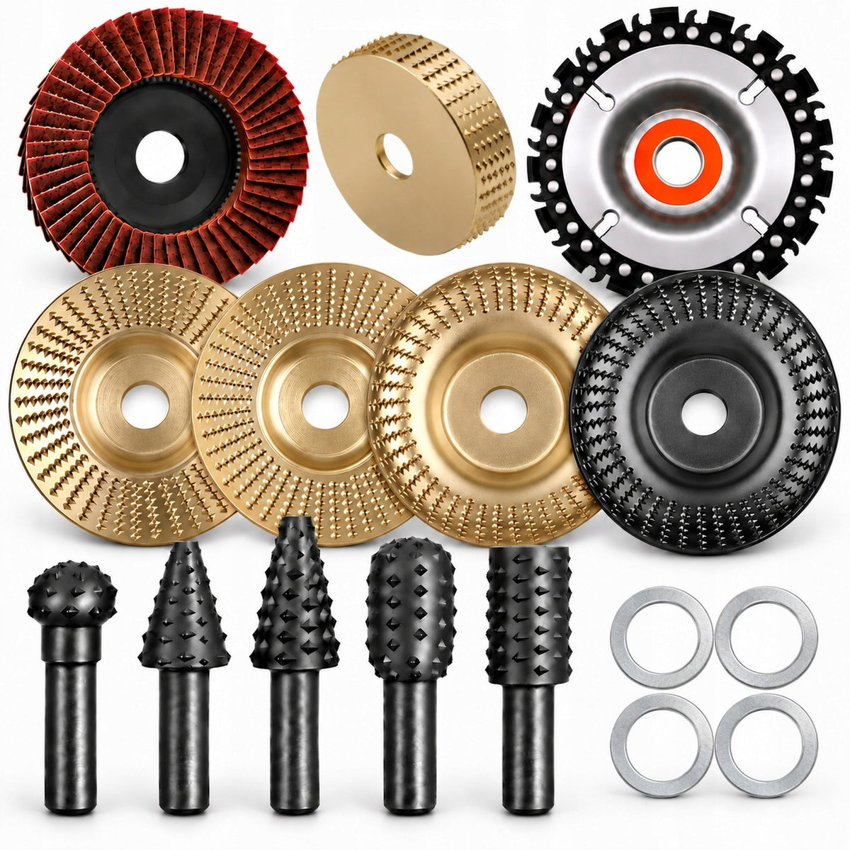 TARCZE DO SZLIFOWANIA CIĘCIA + FREZY DO DREWNA 100mm 22,2 FREZ TARNIK 16w1 do gałęzi, MDF, PCV, płyt wiórowych, krążki